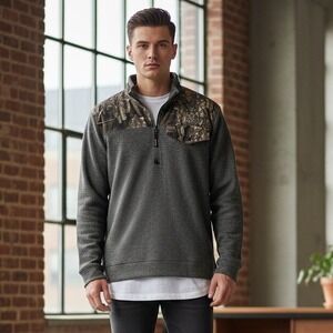 Realtree Camo Fleece Pullover Jacket Men's Size Small S 1/4 Zip Pocket
